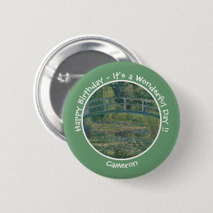 Monets Vatten-Lily Pond och Footbridge Party Items Knapp