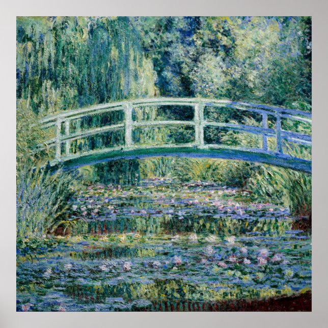 Monets vattenliljor och japanska broaffisch poster (Framsidan)