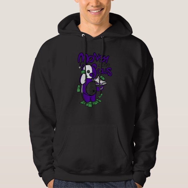 Money Always Calls Bear Dripping Matching Dark Iri Hoodie (Framsida)