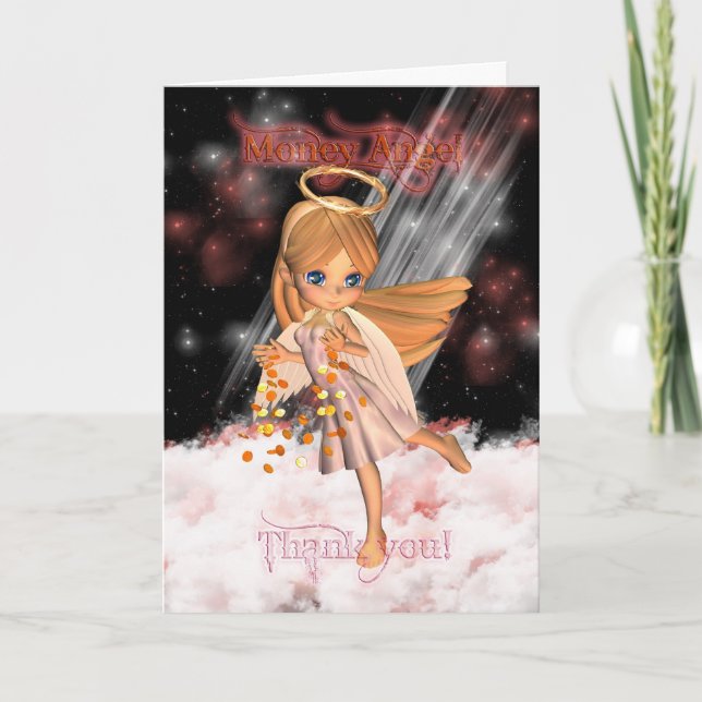 Money Angel Tack för kortet med Cute Angel Kort (Framsida)