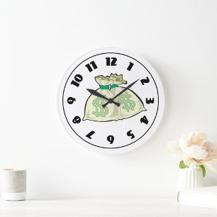 Money Bags Clock Stor Klocka