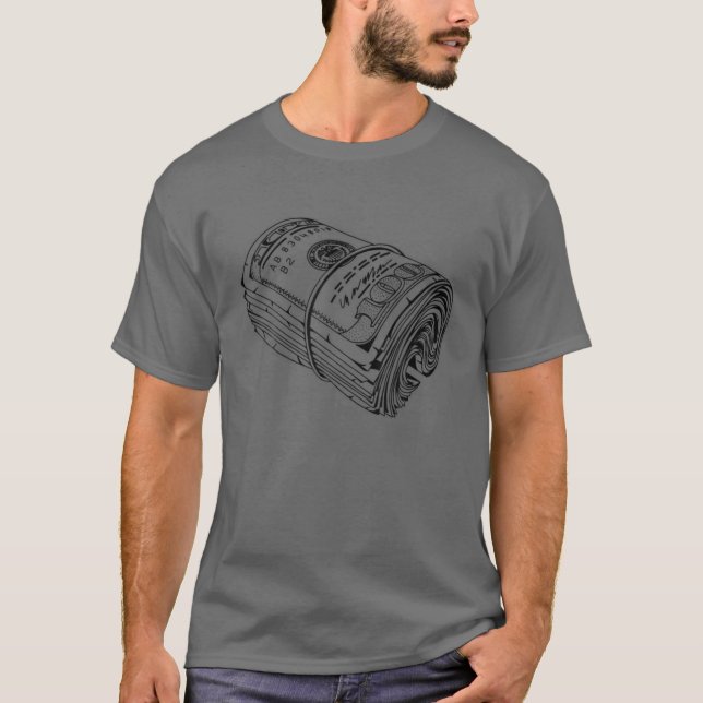 Money Bundle Hoodie, Money Rolls Motif, Urban Art T Shirt (Framsida)