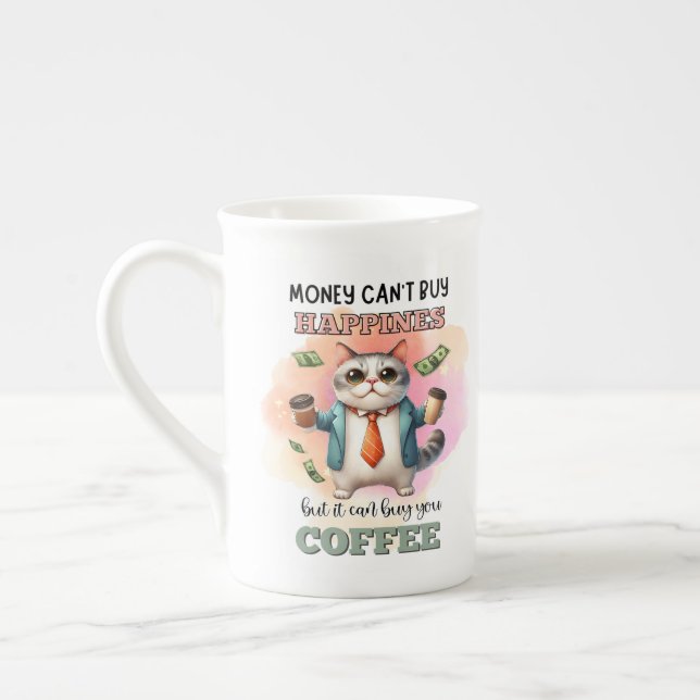 Money Can't Buy Happiness Funny Cat Lover Gift  Benporslin Mugg (Vänster)