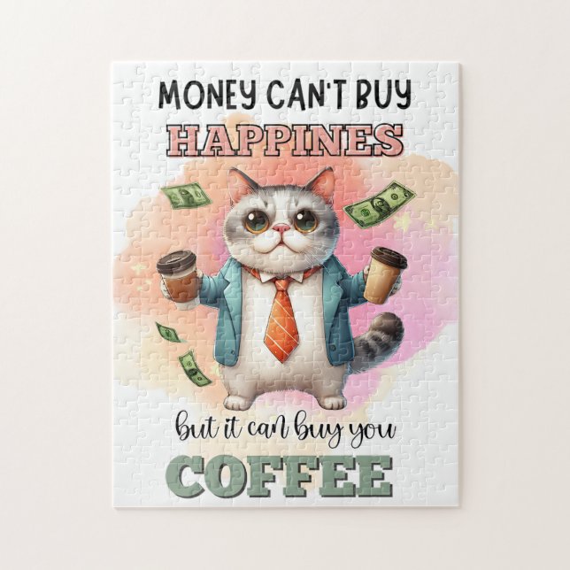 Money Can't Buy Happiness Funny Cat Lover Gift  Pussel (Vertikal)