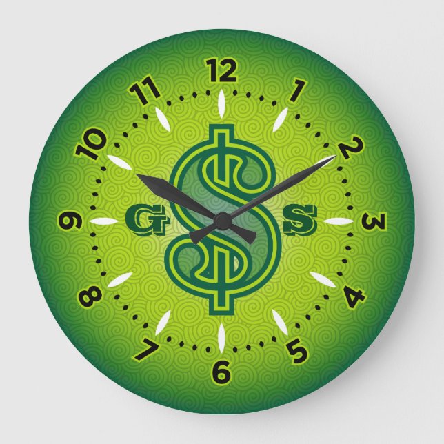 Money Clock - Grönt Stor Klocka (Framsida)