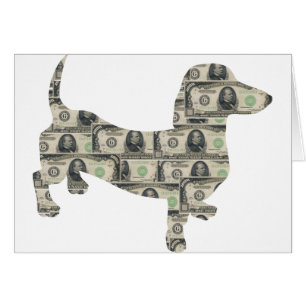 Money Dachshund Wall street Hälsningskort