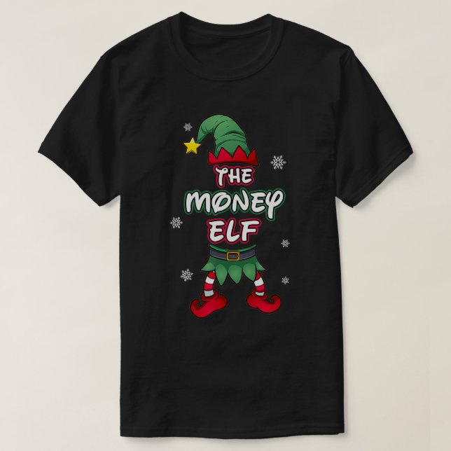 Money Elf christmas pyjamas pjs motsvarande familj T Shirt (Design framsida)