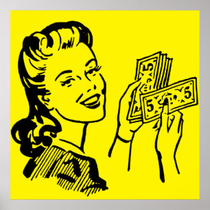 Money Girl Pop Art Large Poster