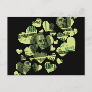 Money Hearts Vykort
