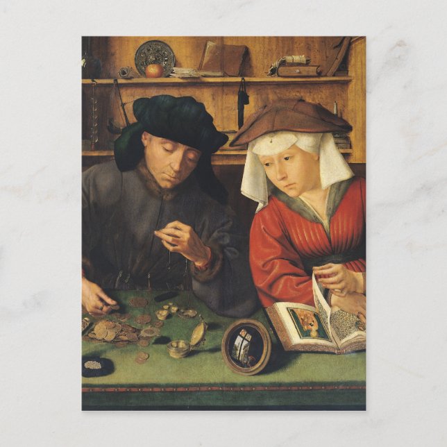 Money Lender och hans fru, 1514 Vykort (Framsida)