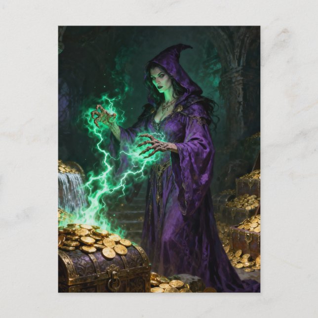 Money magic witch  vykort (Framsida)