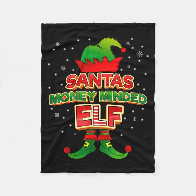 Money Minded Elf Christmas Matching Costumes X-mas Fleecefilt (Framsidan)