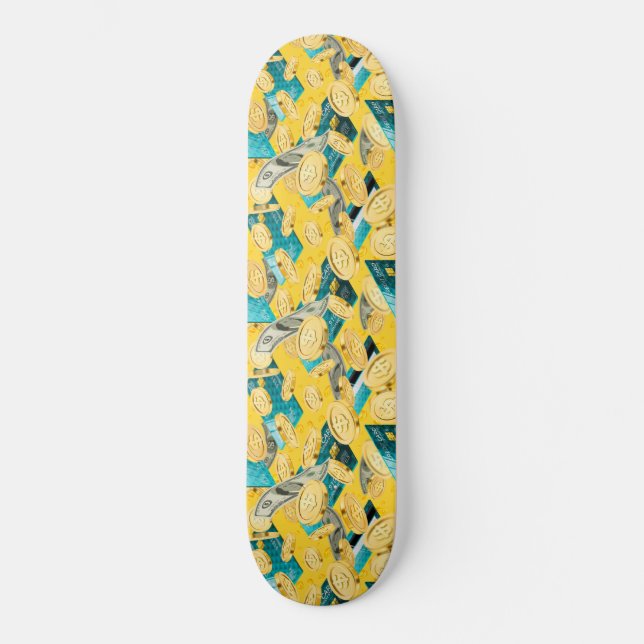 Money Mönster Mini Skateboard Bräda 18,5 Cm (Framsida)