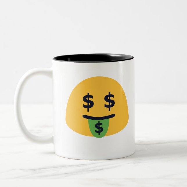 Money Mouth Emoji Två-Tonad Mugg (Vänster)