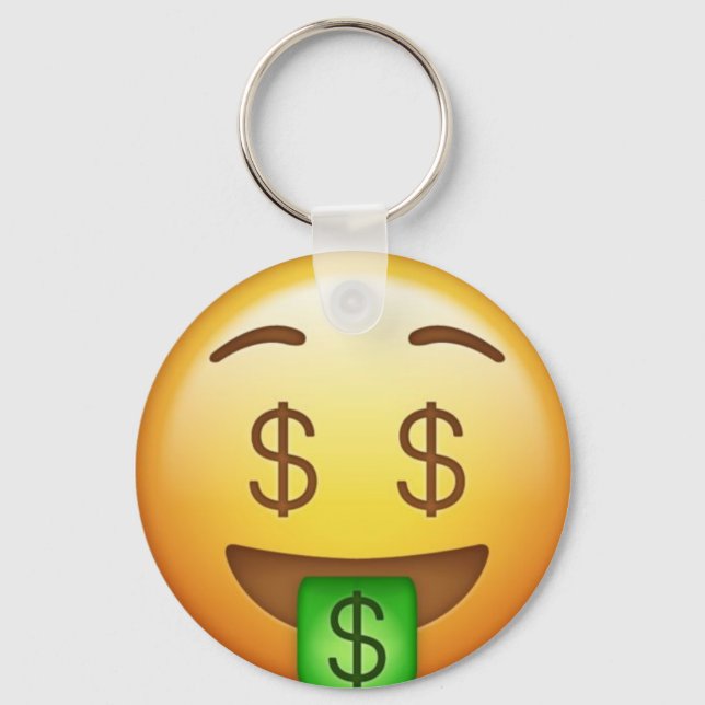 Money Mouth Superskoj Emoji Nyckelring (Framsida)