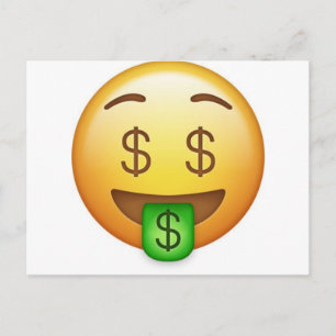 Money Mouth Superskoj Emoji Vykort