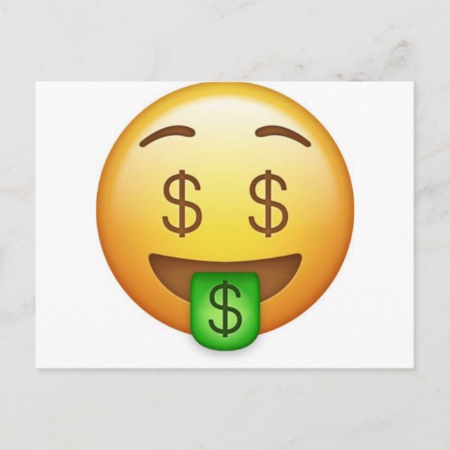Money Mouth Superskoj Emoji Vykort (Framsida)