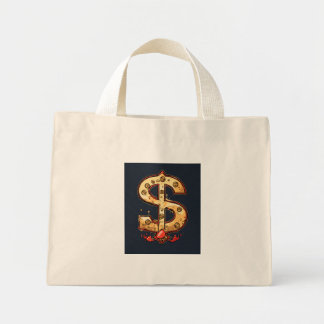 "Money Moves: Dollar Print Shopping bag" Mini Tygkasse