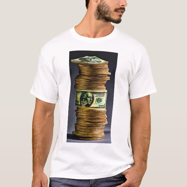 "Money Moves: White T-Shirt with Dollar Print" (Framsida)
