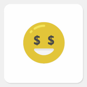 money öga emoji fyrkantigt klistermärke