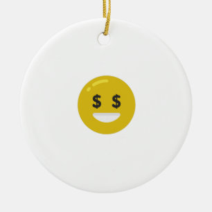 money öga emoji julgransprydnad keramik