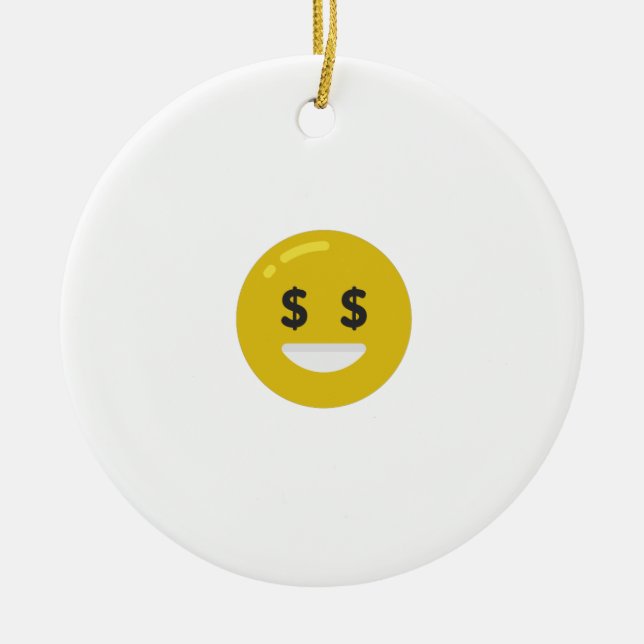 money öga emoji julgransprydnad keramik (Framsidan)