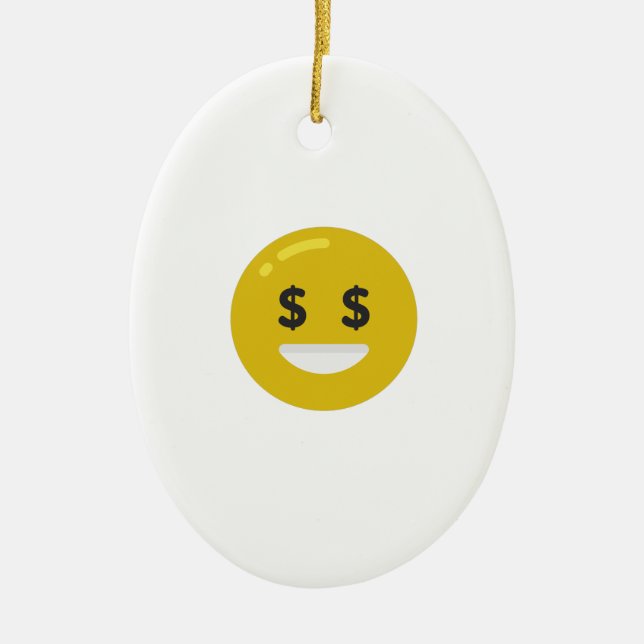money öga emoji julgransprydnad keramik (Framsidan)