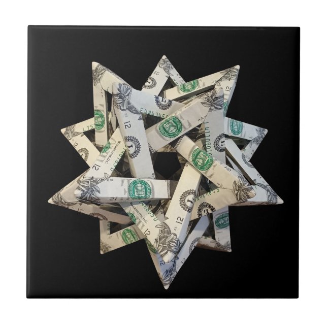 Money Origami Five Intersecting Tetrahedra Kakelplatta (Framsidan)