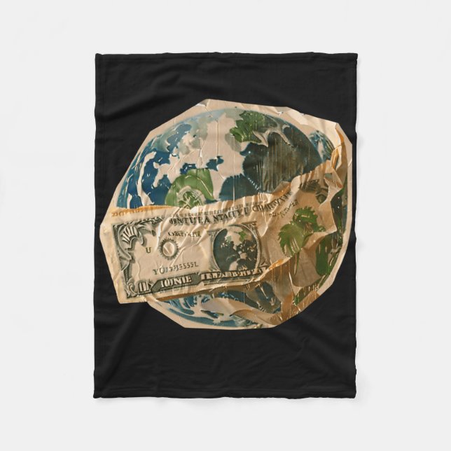 Money Regler World Sticker Fleecefilt (Framsidan)