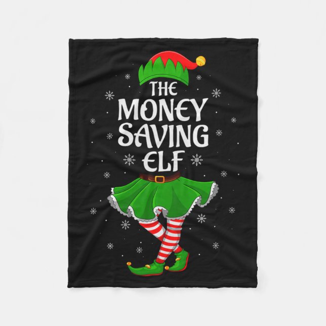 Money Saving Elf Christmas Family Girls Women Elf  Fleecefilt (Framsidan)
