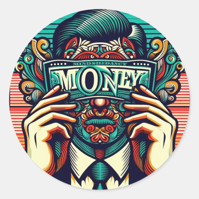 Money Talks Runt Klistermärke (Framsida)