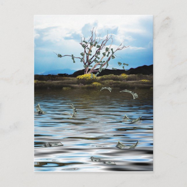 Money Träd på en Windy-dag Vykort (Framsida)