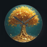 Money tree wall clock rund klocka<br><div class="desc">Money tree wall clock good luck</div>