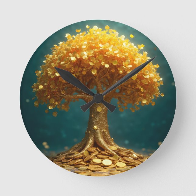Money tree wall clock rund klocka (Framsida)