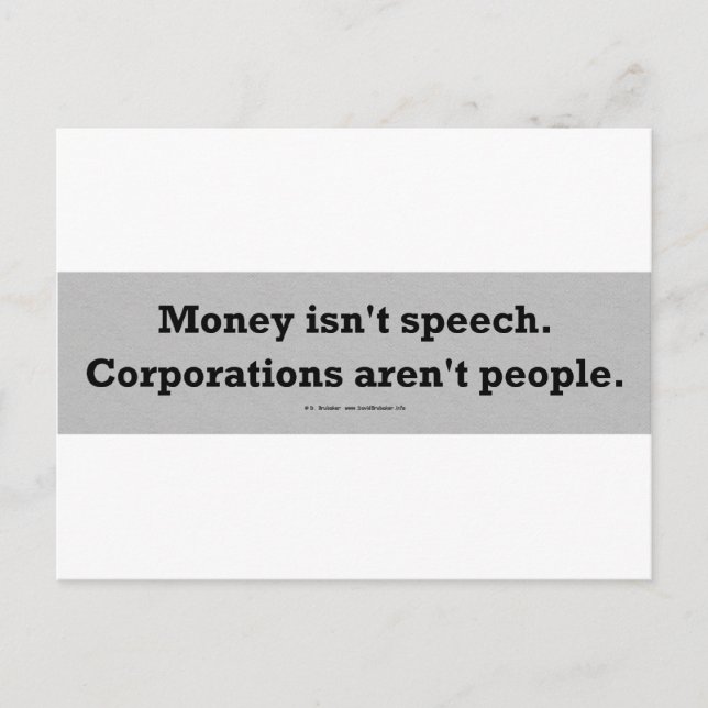 MoneySpeechCorpPerson Vykort (Framsida)
