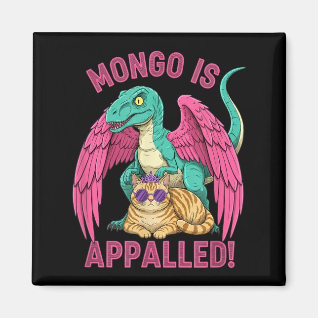 Mongo är upprörd spel raptor katt rolig retro magnet (Framsidan)