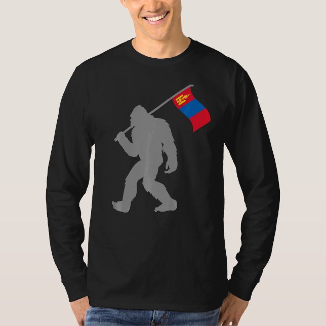 Mongol eller mongolisk Flagga på Mongoliet-Flagga T Shirt (Framsida)