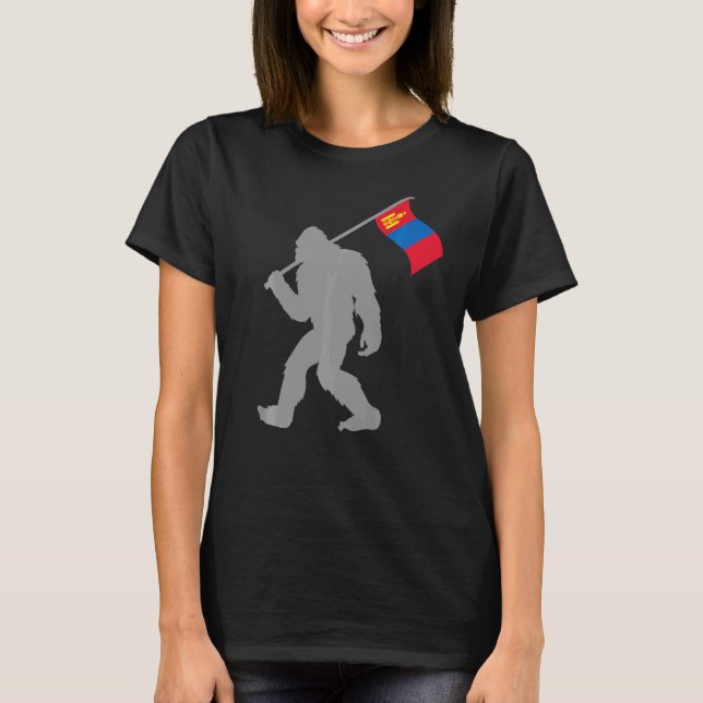 Mongol eller mongolisk Flagga på Mongoliet-Flagga T Shirt (Framsida)