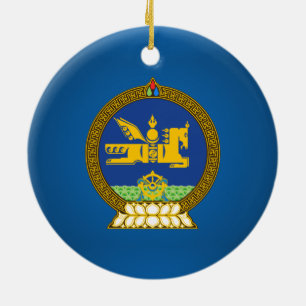 Mongol (mongolisk emblem julgransprydnad keramik