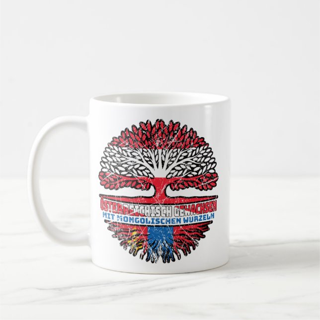 Mongolei Mongolisch Österreichisch Baum Kaffemugg (Vänster)