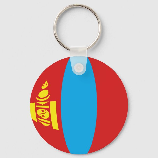 Mongolia Fisheye Flagga Keychain Nyckelring (Framsida)