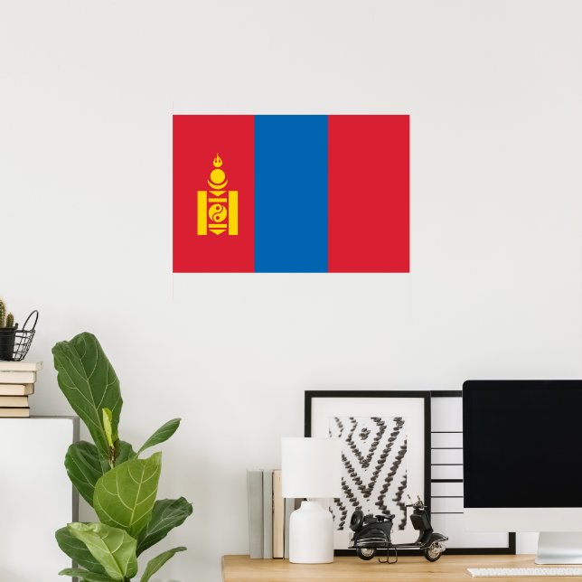 Mongolia flagga poster (Hemmakontoret)