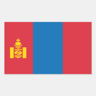 Mongolia Flagga Rektangulärt Klistermärke