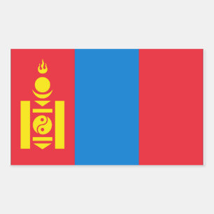 Mongolia Flagga Rektangulärt Klistermärke