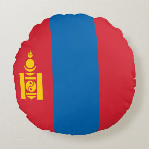 Mongolia Flagga Rund Kudde