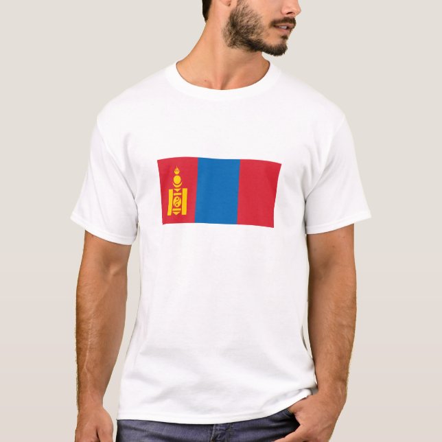Mongolia Flagga T Shirt (Framsida)