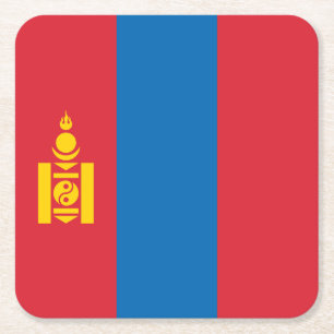 Mongolia Flagga Underlägg Papper Kvadrat