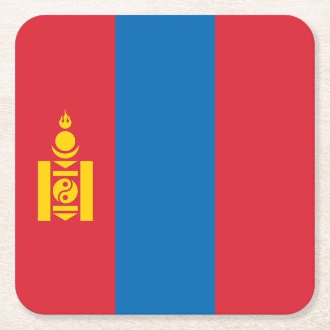 Mongolia Flagga Underlägg Papper Kvadrat (Framsidan)