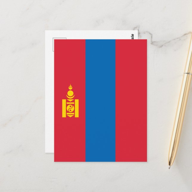 Mongolia flagga vykort (Fram/Back In Situ)