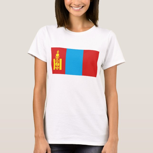 Mongolia Flagga x Karta T-Shirt (Framsida)